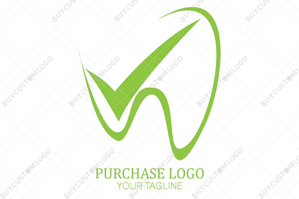 linework tooth with a checkmark green logo