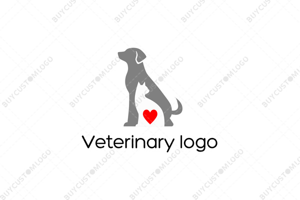 cat, dog and heart logo