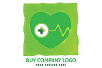 A Heart and within it a Medical Cross and Vital Sign Logo