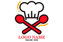 bread chef hat and bouillon spoon logo