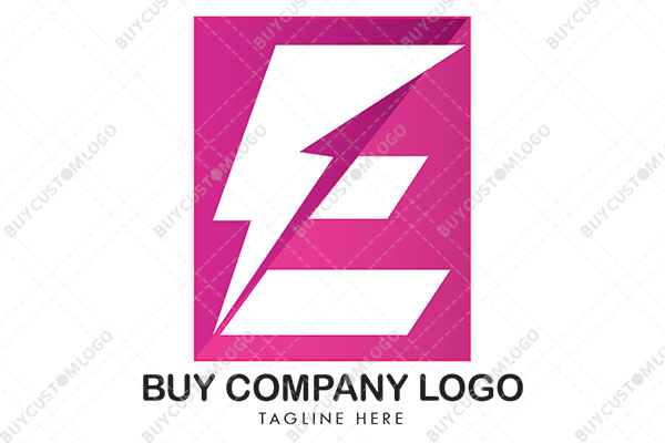 letter e bolt in a frame pink and white logo