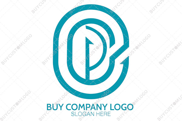 letter p in finger print monoline style logo