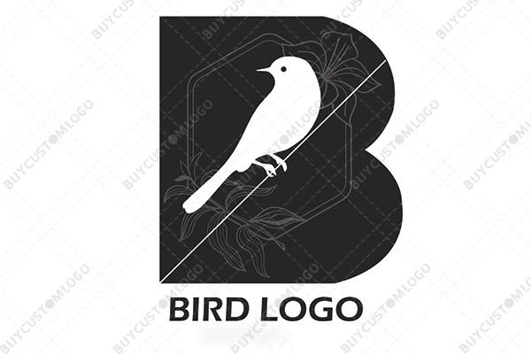 B letter typography black and white bird logo