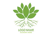symmetric style leaves with roots logo