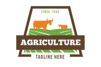cows on fields in a trapezium logo