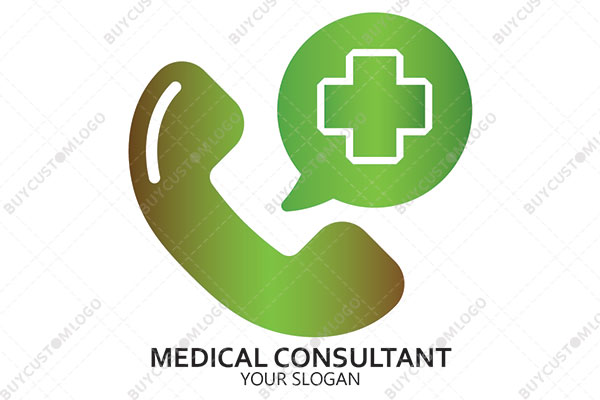 telephone receiver messaging icon medical cross logo