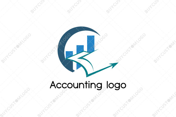 graph bars, crescent moon and upwards arrow logo