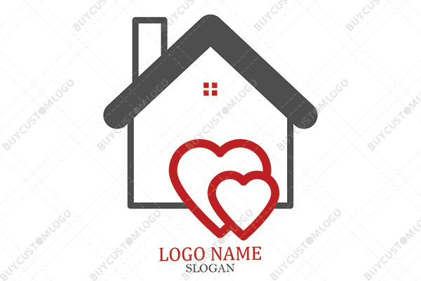 house with hearts minimalistic logo
