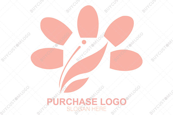 letter i flower petals and abstract leaf logo