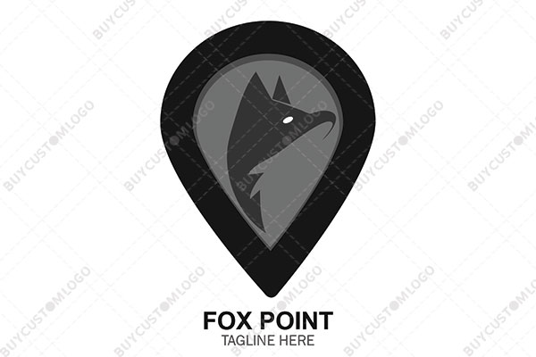fox face location pin grey and black logo
