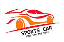 red and orange sketched sports car logo