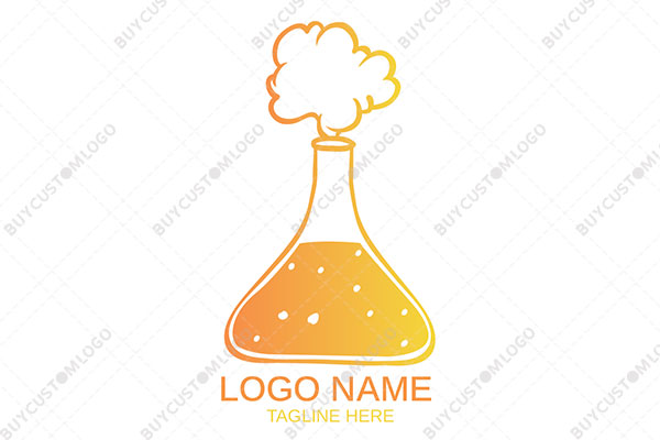 erlenmeyer flask with liquid and smoke minimalistic logo