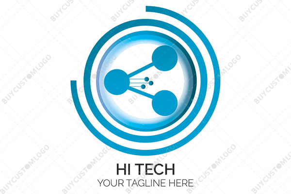 sharing icon and network nodes in a bubble logo