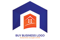 white, blue and orange minimalistic hut logo