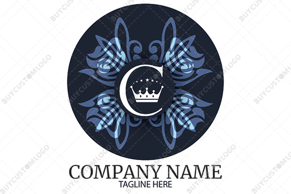 letter c crown heraldic seal logo