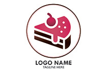 chocolate strawberry cake piece logo