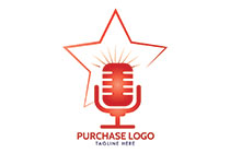 A Microphone with a Star in the Background Logo