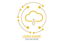 Cloud with an Arrows and Node Curves Circulating Around Logo