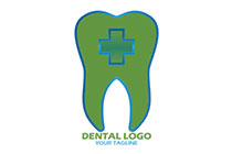 tooth with red cross and gradient lines logo