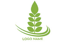 herb, pointed leaf and mirrored tick logo