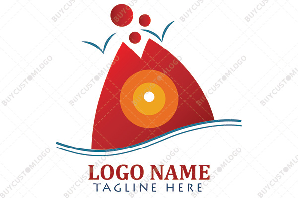 giant red fish sunset logo