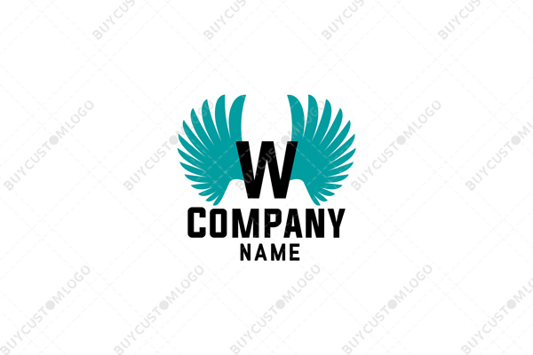 abstract peacock wings w letter logo