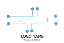 minimalistic blue network nodes logo