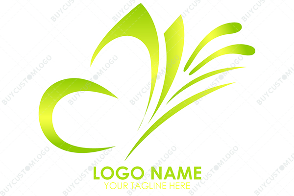 premium green butterfly sketch logo