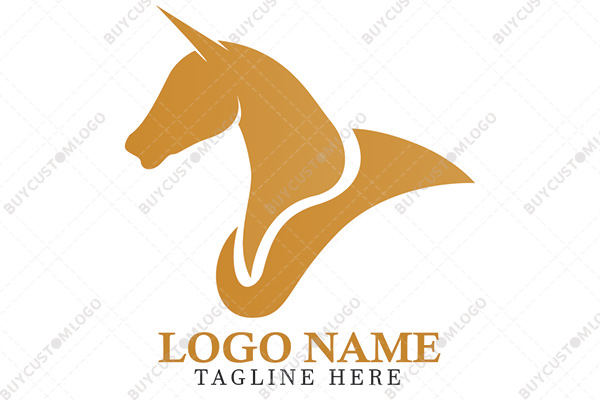 unicorn and abstract sun silhouette logo