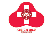 dog with rays and medical cross in a cloud logo