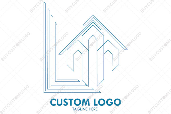 bird hut linework style blue logo