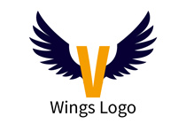 v letter passive soaring wings logo
