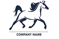 joyful hopping blue horse logo