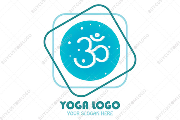 OM symbol in a round seal and squircles logo