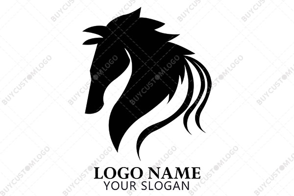 black horse face silhouette style logo