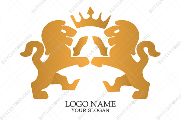 heraldic style lions with a crown logo