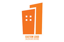minimalistic orange abstract buildings logo