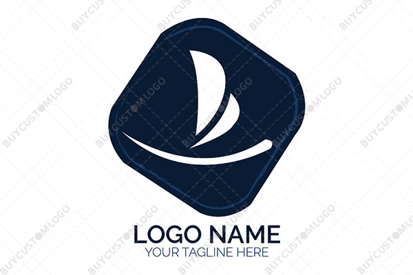 abstract feather style raft in a rounded edges rhombus logo
