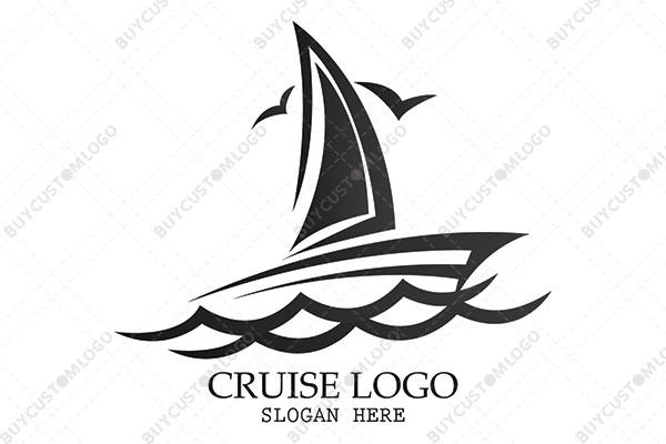 abstract sailboat on waves logo