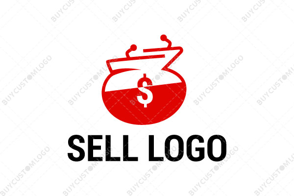 abstract filled money sack with dollar icon logo