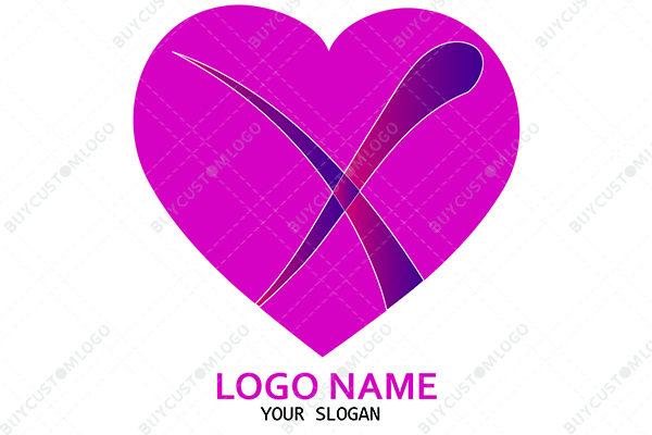 letter x heart logo