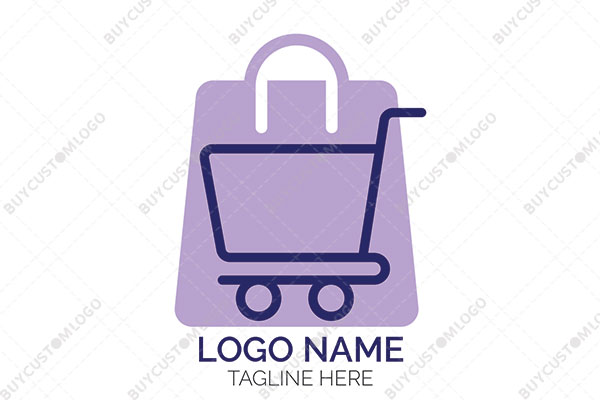 shopping bag and cart purple and blue logo