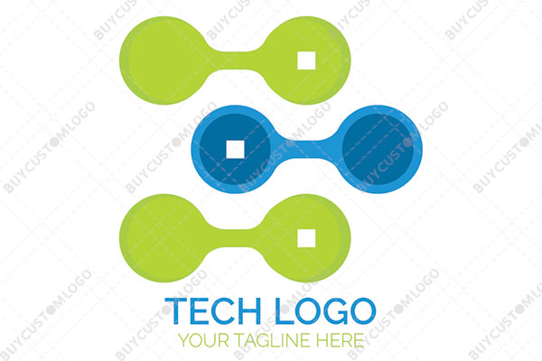 blue and green abstract networking nodes logo