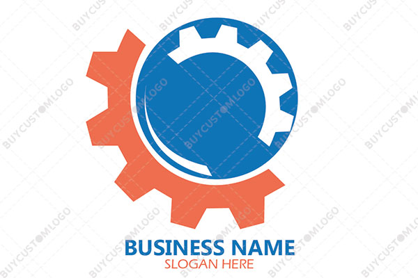 orange and blue gears logo
