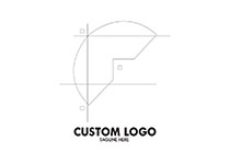 geometric style semi circle, squares and linework logo