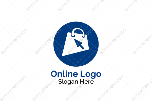 abstract shopping bag and cursor in a seal logo