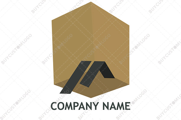 3D diamond cube letter i and a logo