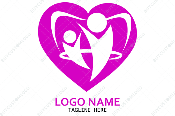 heart female abstract characters logo