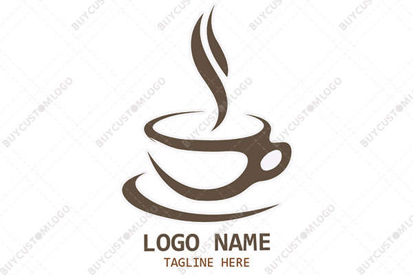 sketched coffee cup with fumes logo