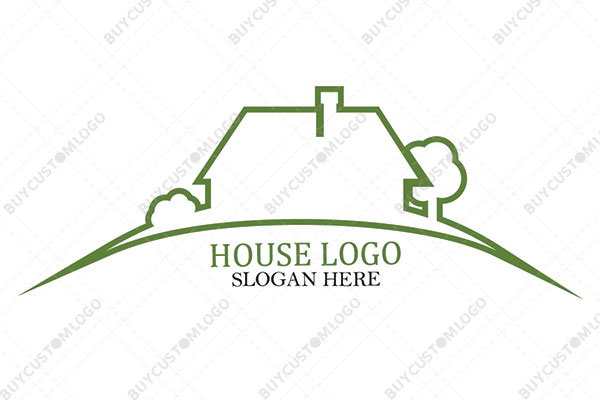monoline house on a hill logo